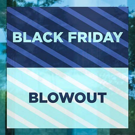 Cgsignlab | חלון Black Friday -Bladout -stripes כחול נצמד בחלון | 16 x16